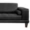 Armen Living Wynne Contemporary Sofa in Genuine Black Leather with Brown Wood Legs LCWY3BLACK - alternate 2